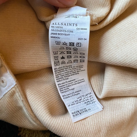 NWT All Saints Jamie Bodysuit in London Stone White Size 10 - Picture 10 of 10